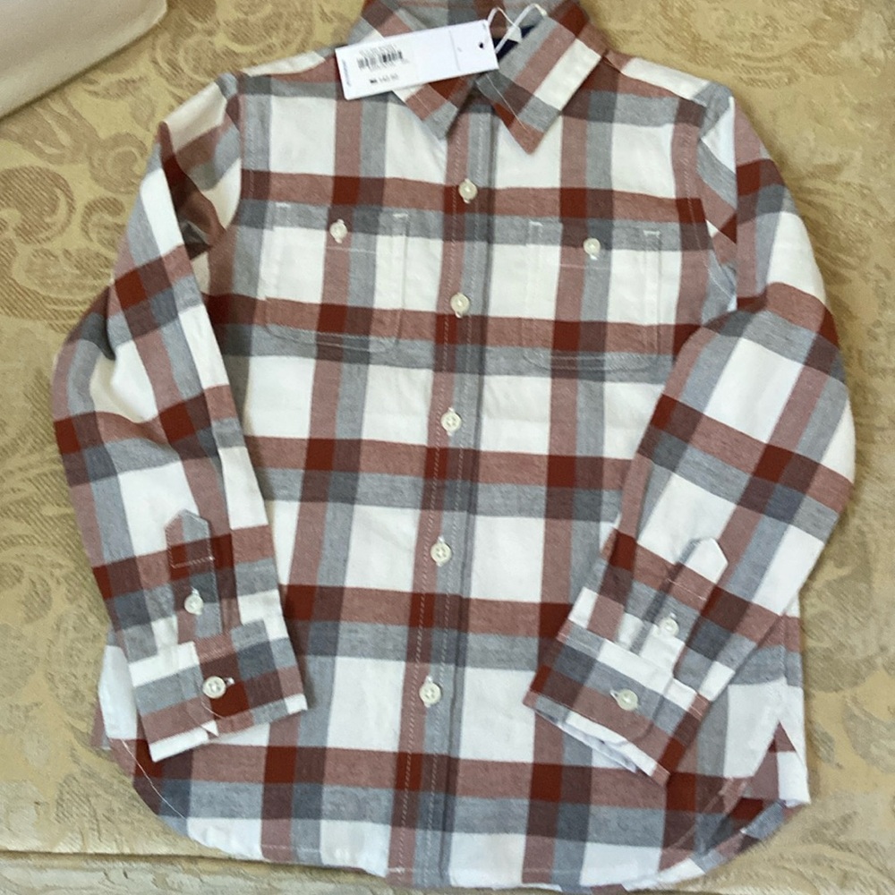 Janie and Jack long sleeve plaid button down shirt.